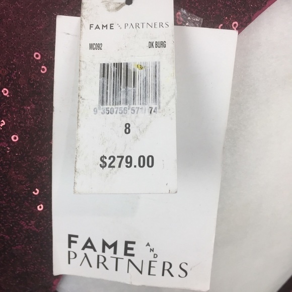 Fame and Partners Open Back Dark Red Sequin Midi Cocktail Dress Size 8 - Picture 11 of 13